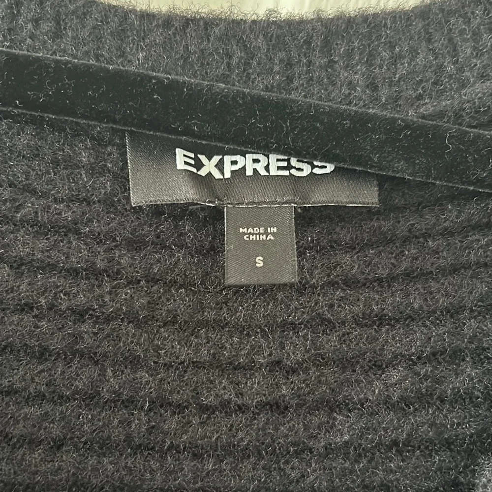 Express Ribbed Wrap Front Tunic Sweater - Picture 3 of 4